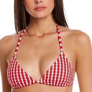 lemlem Zala Red Triangle Bikini Top swimsuit size S
